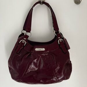 Eggplant Coach Leather Shoulder Bag
